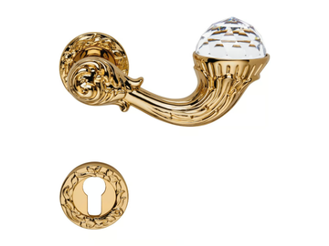 BRILLIANT CRYSTAL - Louis XIV brass door handle with Swarovski® Crystals with lock by LINEA CALI' - view 2